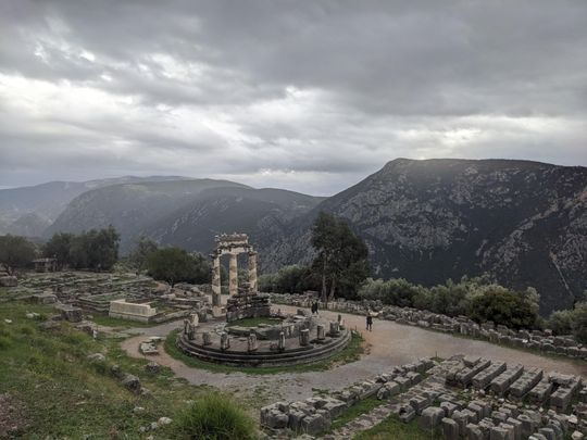 Tholos of Athena, Delphi. 2,500 years ago, I would have been killed for trespassing as men were not allowed into the women-only sanctuary.