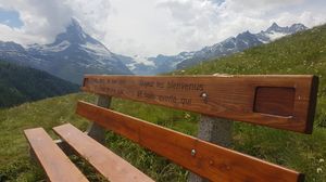 A bench overlooking the Matterhorn - Zermatt, Switzerland.
